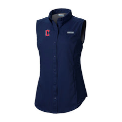 Navy Cleveland Guardians Columbia Women's Tamiami Sleeveless Shirt