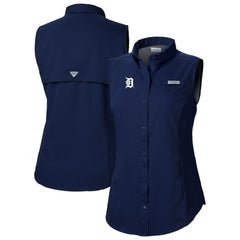 Navy Detroit Tigers Columbia Women's Tamiami Sleeveless Shirt