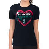 Navy Seattle Mariners G-III 4Her by Carl Banks Women's Super-Slim Fit Lightweight Double Heart T-Shirt