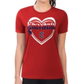 Red Cleveland Guardians G-III 4Her by Carl Banks Women's Super-Slim Fit Lightweight Double Heart T-Shirt