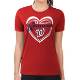 Red Washington Nationals G-III 4Her by Carl Banks Women's Super-Slim Fit Lightweight Double Heart T-Shirt