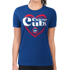 Royal Chicago Cubs G-III 4Her by Carl Banks Women's Super-Slim Fit Lightweight Double Heart T-Shirt