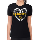 Black San Diego Padres G-III 4Her by Carl Banks Women's Super-Slim Fit Lightweight Double Heart T-Shirt