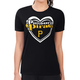 Black Pittsburgh Pirates G-III 4Her by Carl Banks Women's Super-Slim Fit Lightweight Double Heart T-Shirt