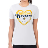 White Milwaukee Brewers G-III 4Her by Carl Banks Women's Super-Slim Fit Lightweight Double Heart T-Shirt