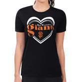 Black San Francisco Giants G-III 4Her by Carl Banks Women's Super-Slim Fit Lightweight Double Heart T-Shirt