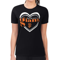 Black San Francisco Giants G-III 4Her by Carl Banks Women's Super-Slim Fit Lightweight Double Heart T-Shirt