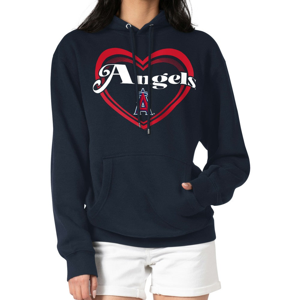 Navy Los Angeles Angels G-III 4Her by Carl Banks Women's Double Heart Fleece Pullover Hoodie