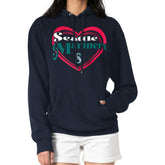Navy Seattle Mariners G-III 4Her by Carl Banks Women's Double Heart Fleece Pullover Hoodie