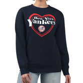 Navy New York Yankees G-III 4Her by Carl Banks Women's Double Heart Fleece Pullover Sweatshirt