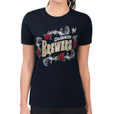 Navy Milwaukee Brewers G-III 4Her by Carl Banks Women's Super-Slim Fit Lightweight Retro Roses T-Shirt