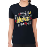 Navy Seattle Mariners G-III 4Her by Carl Banks Women's Super-Slim Fit Lightweight Retro Roses T-Shirt