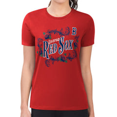 Red Boston Red Sox G-III 4Her by Carl Banks Women's Super-Slim Fit Lightweight Retro Roses T-Shirt