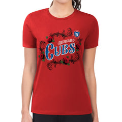 Red Chicago Cubs G-III 4Her by Carl Banks Women's Super-Slim Fit Lightweight Retro Roses T-Shirt