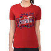Red Washington Nationals G-III 4Her by Carl Banks Women's Super-Slim Fit Lightweight Retro Roses T-Shirt