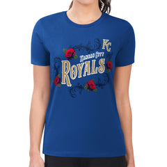 Royal Kansas City Royals G-III 4Her by Carl Banks Women's Super-Slim Fit Lightweight Retro Roses T-Shirt