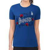 Royal Los Angeles Dodgers G-III 4Her by Carl Banks Women's Super-Slim Fit Lightweight Retro Roses T-Shirt