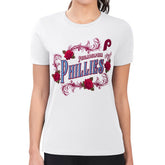 White Philadelphia Phillies G-III 4Her by Carl Banks Women's Super-Slim Fit Lightweight Retro Roses T-Shirt