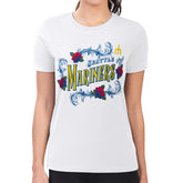 White Seattle Mariners G-III 4Her by Carl Banks Women's Super-Slim Fit Lightweight Retro Roses T-Shirt