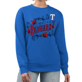 Royal Texas Rangers G-III 4Her by Carl Banks Women's Retro Roses Fleece Pullover Sweatshirt