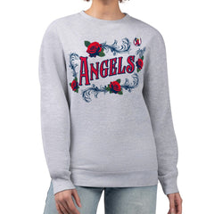 Gray Los Angeles Angels G-III 4Her by Carl Banks Women's Retro Roses Fleece Pullover Sweatshirt