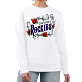 White Colorado Rockies G-III 4Her by Carl Banks Women's Retro Roses Fleece Pullover Sweatshirt