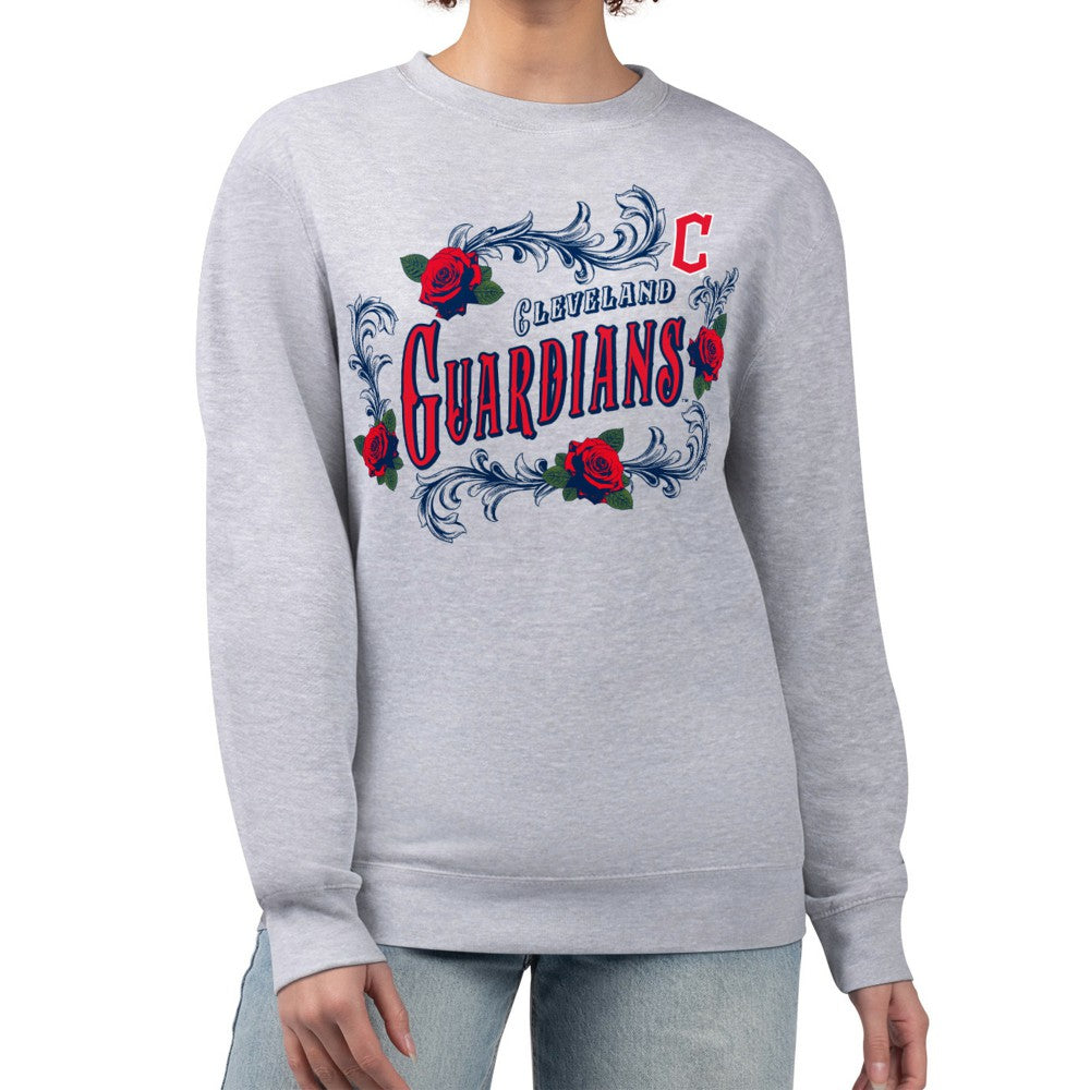 Gray Cleveland Guardians G-III 4Her by Carl Banks Women's Retro Roses Fleece Pullover Sweatshirt