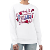 White Philadelphia Phillies G-III 4Her by Carl Banks Women's Retro Roses Fleece Pullover Sweatshirt