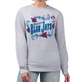 Gray Toronto Blue Jays G-III 4Her by Carl Banks Women's Retro Roses Fleece Pullover Sweatshirt