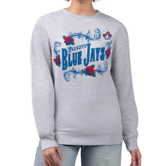 Gray Toronto Blue Jays G-III 4Her by Carl Banks Women's Retro Roses Fleece Pullover Sweatshirt
