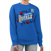 Royal Kansas City Royals G-III 4Her by Carl Banks Women's Retro Roses Fleece Pullover Sweatshirt