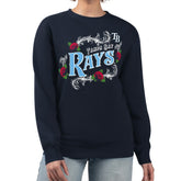 Navy Tampa Bay Rays G-III 4Her by Carl Banks Women's Retro Roses Fleece Pullover Sweatshirt