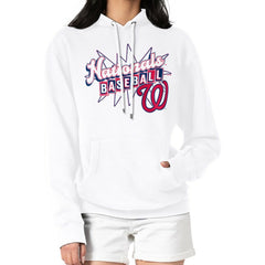 White Washington Nationals Starter Women's Drive-In Pullover Hoodie