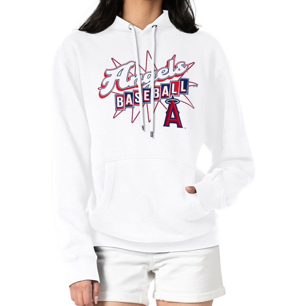 White Los Angeles Angels Starter Women's Drive-In Pullover Hoodie