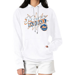 White New York Mets Starter Women's Drive-In Pullover Hoodie