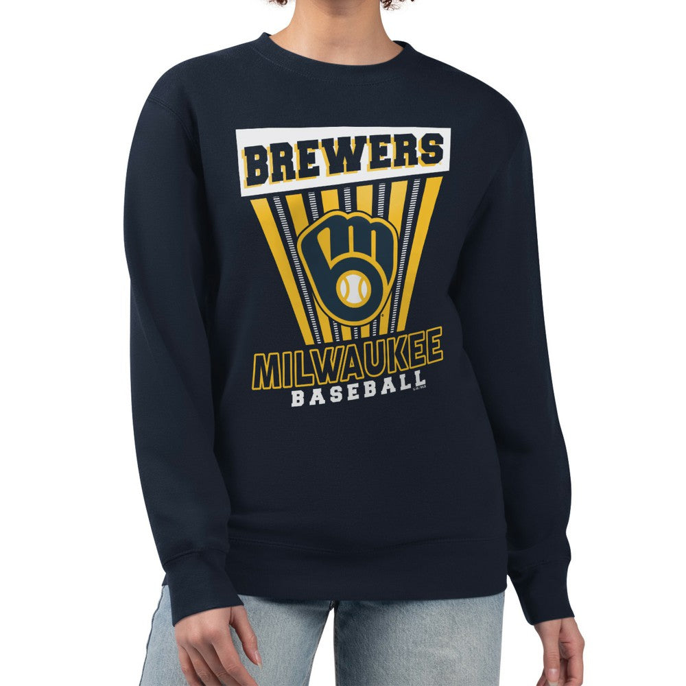 Navy Milwaukee Brewers Starter Women's Poster Print Pullover Sweatshirt