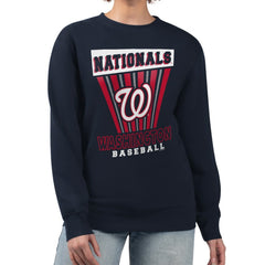 Navy Washington Nationals Starter Women's Poster Print Pullover Sweatshirt