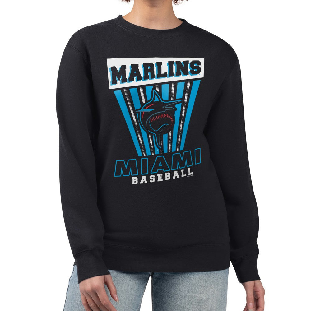 Black Miami Marlins Starter Women's Poster Print Pullover Sweatshirt