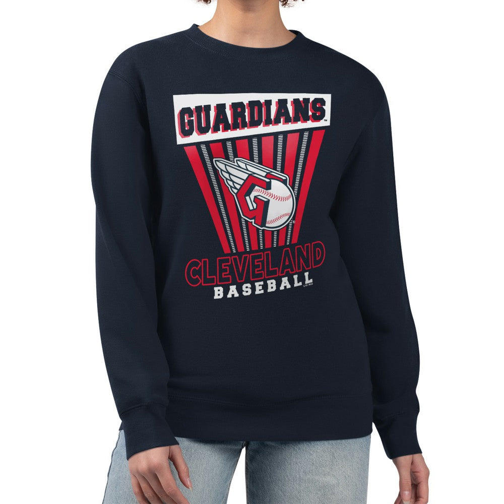 Navy Cleveland Guardians Starter Women's Poster Print Pullover Sweatshirt