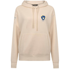 Khaki Milwaukee Brewers Levelwear Women's Cooperstown Collection Adorn Core Logo Pullover Hoodie