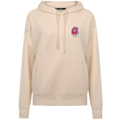 Khaki Atlanta Braves Levelwear Women's Cooperstown Collection Adorn Core Logo Pullover Hoodie