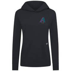 Black Arizona Diamondbacks Levelwear Women's Cooperstown Collection Relay Core Logo Pullover Hoodie