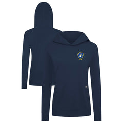 Navy Milwaukee Brewers Levelwear Women's Cooperstown Collection Relay Core Logo Pullover Hoodie