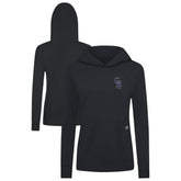 Black Colorado Rockies Levelwear Women's Cooperstown Collection Relay Core Logo Pullover Hoodie