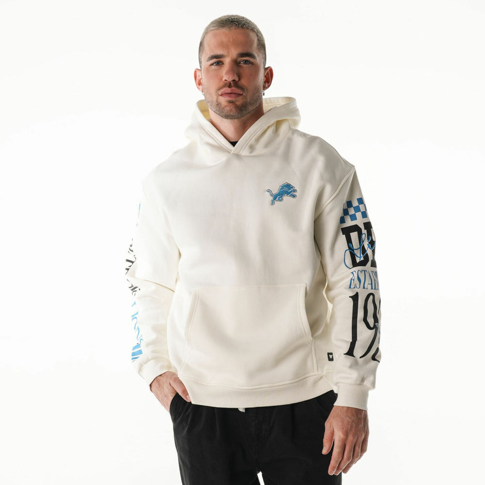 The Wild Collective Unisex Stacked Graphic Sleeve Fleece Hoodie - Detroit Lions Hoodies