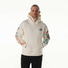 The Wild Collective Unisex Stacked Graphic Sleeve Fleece Hoodie - Miami Dolphins Hoodies