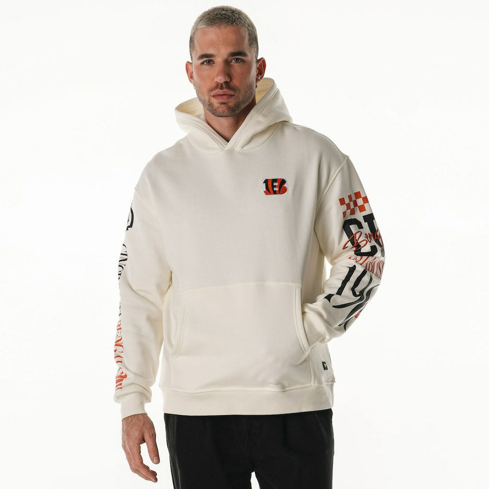 The Wild Collective Unisex Stacked Graphic Sleeve Fleece Hoodie - Cincinnati Bengals Hoodies