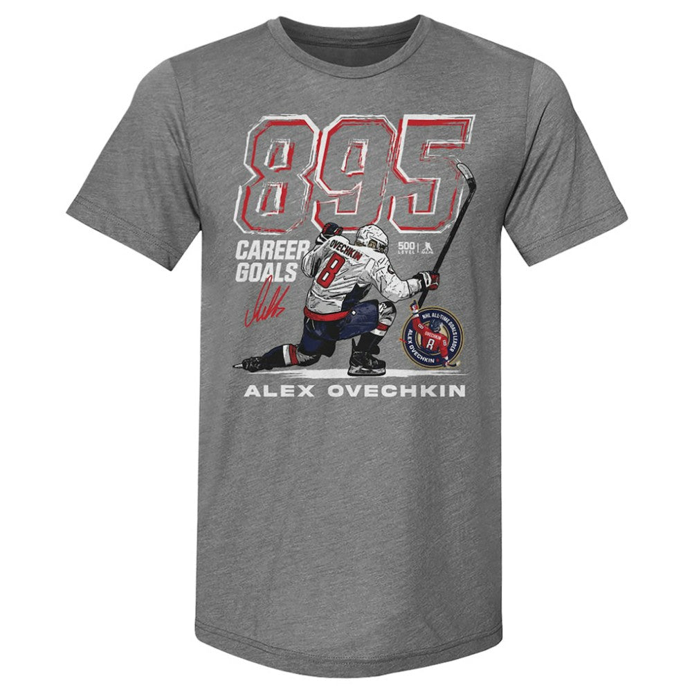 NHL Alexander Ovechkin Washington Capitals 500 Level NHL All-Time Leading Goal Scorer Tri-Blend Grunge T-Shirt