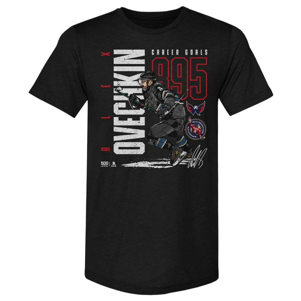 NHL Alexander Ovechkin Washington Capitals 500 Level NHL All-Time Leading Goal Scorer Tri-Blend Throwback T-Shirt
