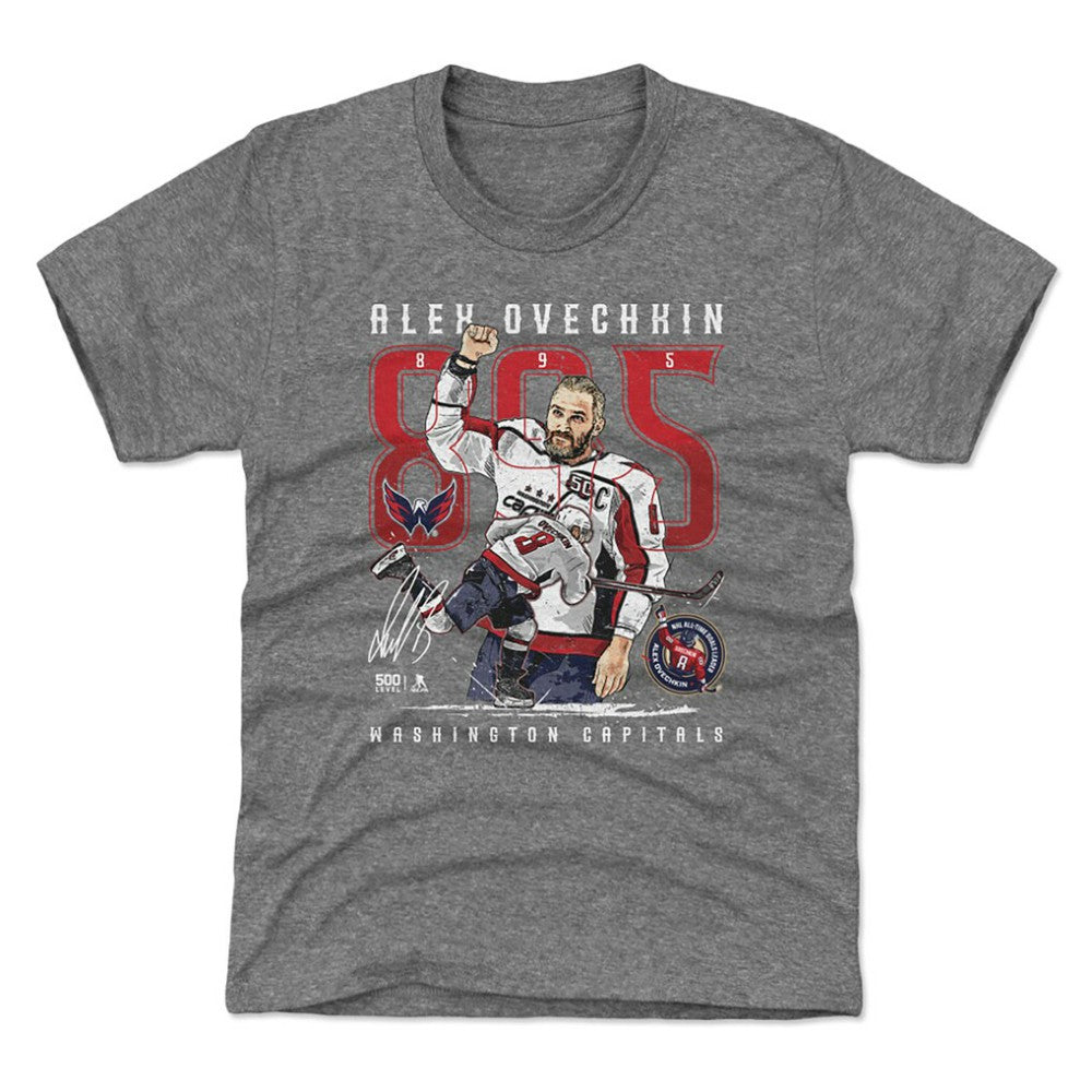 NHL Alexander Ovechkin Washington Capitals 500 Level Youth NHL All-Time Leading Goal Scorer The Shot T-Shirt